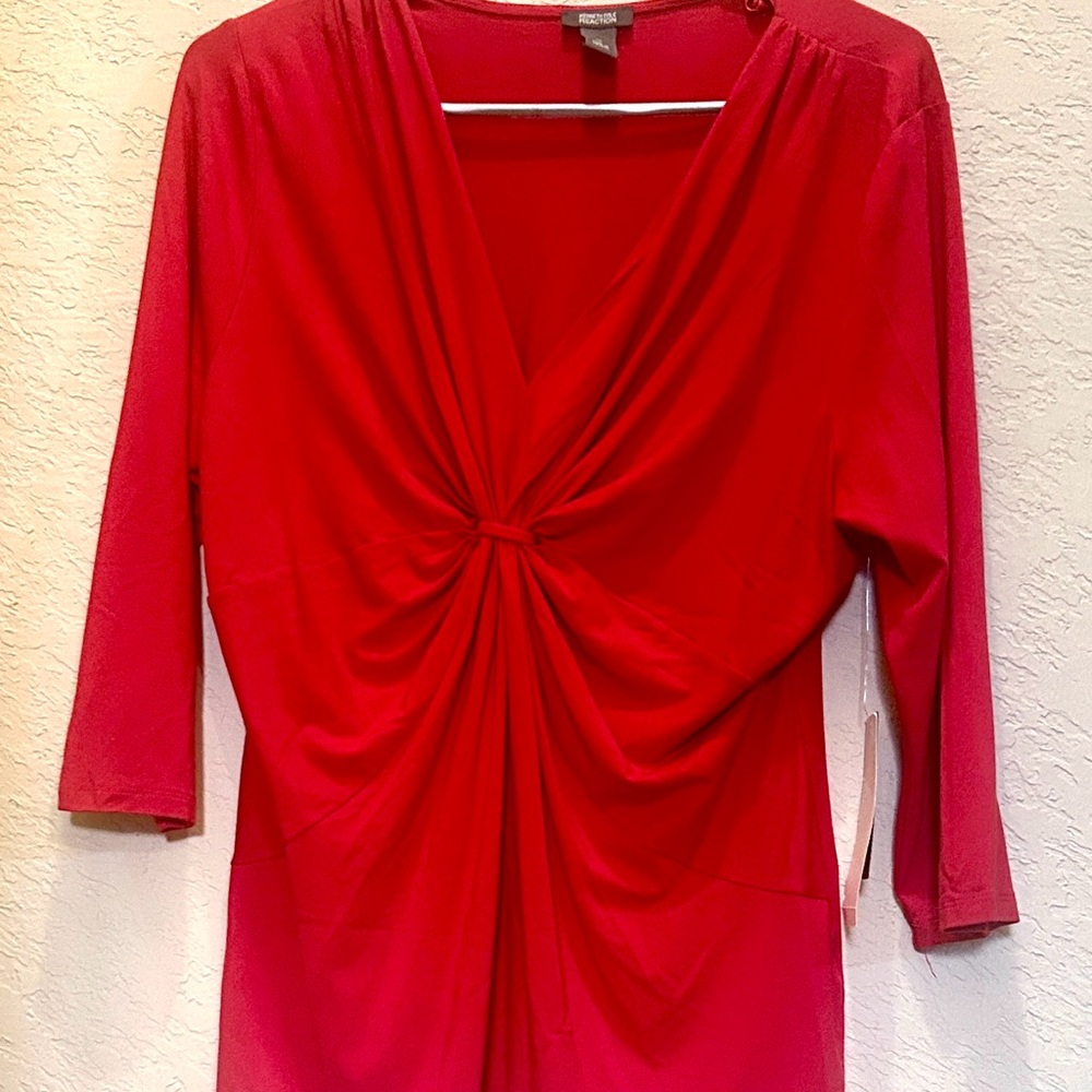 Kenneth Cole Reaction Twist-Front Blouse – Vibrant Red, Size XL, NWT -$59 MRSP